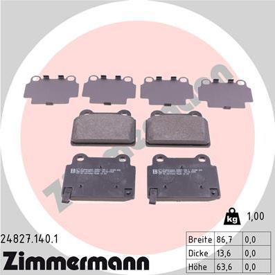 Zimmermann 24827.140.1 - Bremžu uzliku kompl., Disku bremzes adetalas.lv