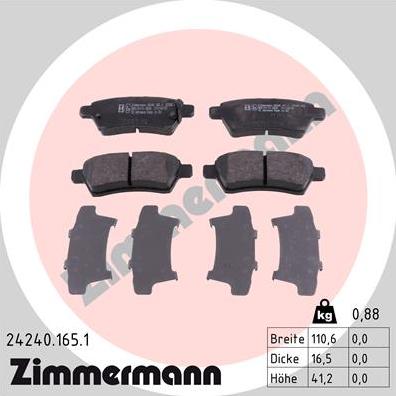 Zimmermann 24240.165.1 - Bremžu uzliku kompl., Disku bremzes adetalas.lv