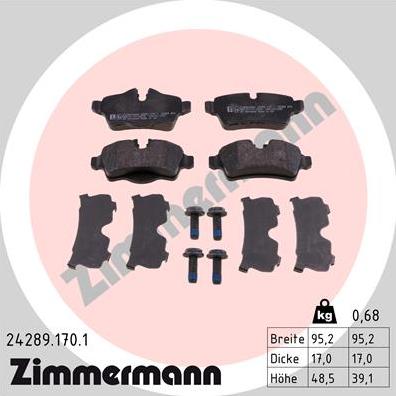 Zimmermann 24289.170.1 - Bremžu uzliku kompl., Disku bremzes adetalas.lv