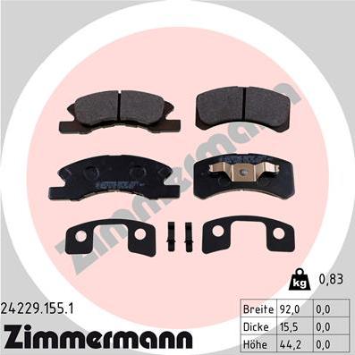 Zimmermann 24229.155.1 - Bremžu uzliku kompl., Disku bremzes adetalas.lv