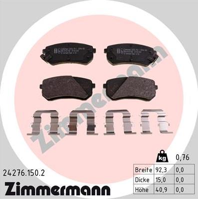 Zimmermann 24276.150.2 - Bremžu uzliku kompl., Disku bremzes adetalas.lv