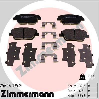 Zimmermann 25644.175.2 - Bremžu uzliku kompl., Disku bremzes adetalas.lv