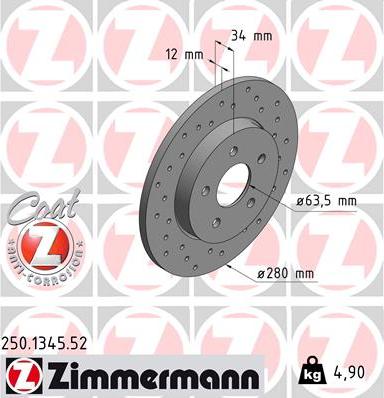 Zimmermann 250.1345.52 - Bremžu diski adetalas.lv