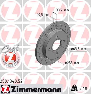 Zimmermann 250.1340.52 - Bremžu diski adetalas.lv