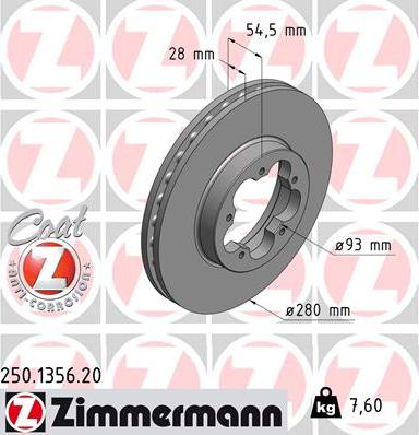 Zimmermann 250.1356.20 - Bremžu diski adetalas.lv