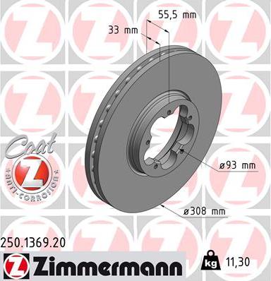 Zimmermann 250.1369.20 - Bremžu diski adetalas.lv