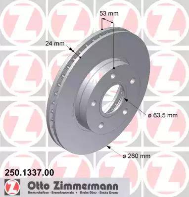 Zimmermann 250.1337.00 - Bremžu diski adetalas.lv