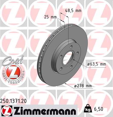 Zimmermann 250.1371.20 - Bremžu diski adetalas.lv