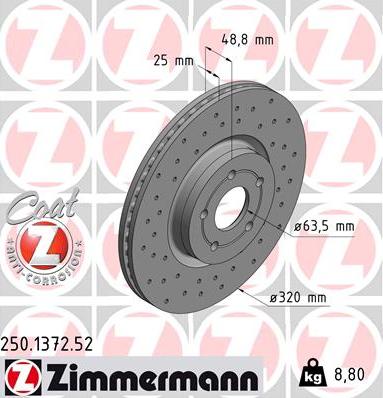 Zimmermann 250.1372.52 - Bremžu diski adetalas.lv