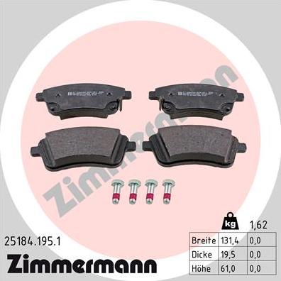 Zimmermann 25184.195.1 - Bremžu uzliku kompl., Disku bremzes adetalas.lv