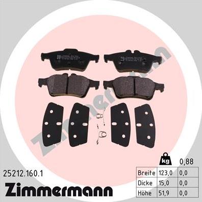 Zimmermann 25212.160.1 - Bremžu uzliku kompl., Disku bremzes adetalas.lv