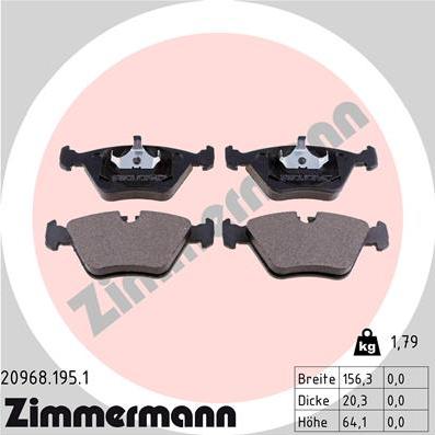 Zimmermann 20968.195.1 - Bremžu uzliku kompl., Disku bremzes adetalas.lv