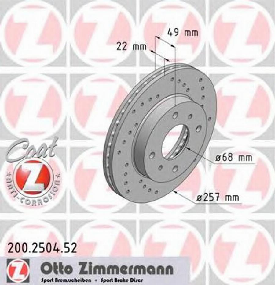 Zimmermann 200.2504.52 - Bremžu diski adetalas.lv