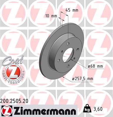 Zimmermann 200.2505.20 - Bremžu diski adetalas.lv