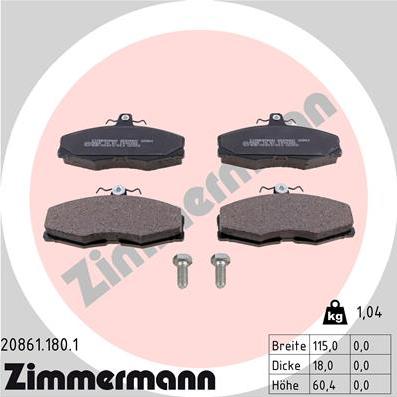 Zimmermann 20861.180.1 - Bremžu uzliku kompl., Disku bremzes adetalas.lv