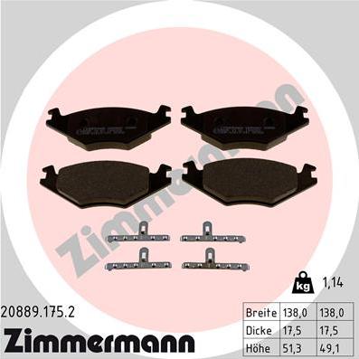 Zimmermann 20889.175.2 - Bremžu uzliku kompl., Disku bremzes adetalas.lv