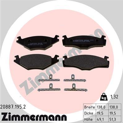 Zimmermann 20887.195.2 - Bremžu uzliku kompl., Disku bremzes adetalas.lv