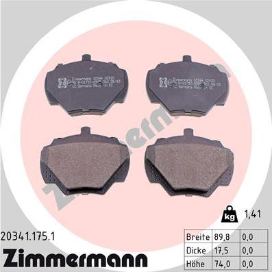 Zimmermann 20341.175.1 - Bremžu uzliku kompl., Disku bremzes adetalas.lv