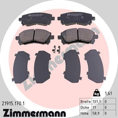 Zimmermann 21915.170.1 - Bremžu uzliku kompl., Disku bremzes adetalas.lv