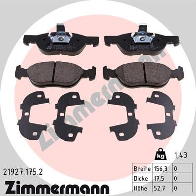 Zimmermann 21927.175.2 - Bremžu uzliku kompl., Disku bremzes adetalas.lv