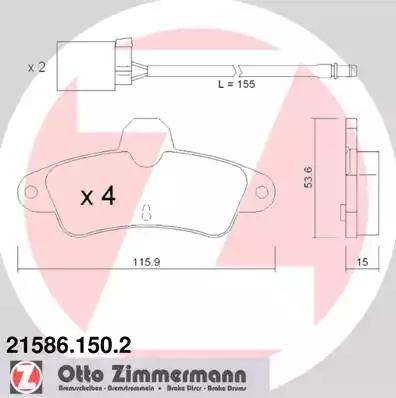 Zimmermann 21586.150.2 - Bremžu uzliku kompl., Disku bremzes adetalas.lv