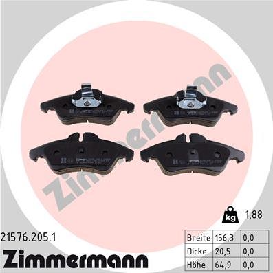 Zimmermann 21576.205.1 - Bremžu uzliku kompl., Disku bremzes adetalas.lv