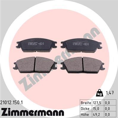 Zimmermann 21012.150.1 - Bremžu uzliku kompl., Disku bremzes adetalas.lv