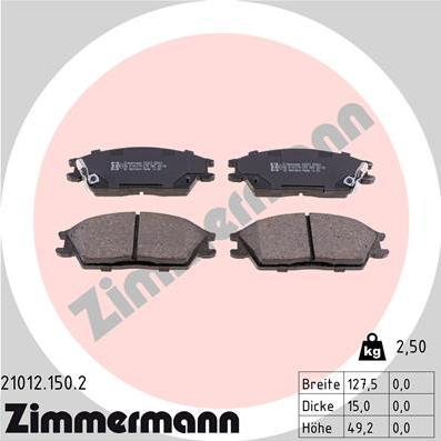 Zimmermann 21012.150.2 - Bremžu uzliku kompl., Disku bremzes adetalas.lv