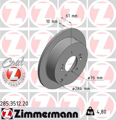 Zimmermann 285.3512.20 - Bremžu diski adetalas.lv