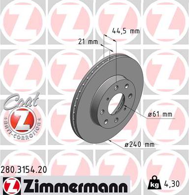 Zimmermann 280.3154.20 - Bremžu diski adetalas.lv