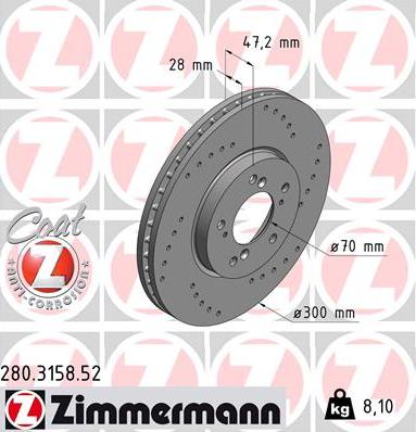 Zimmermann 280.3158.52 - Bremžu diski adetalas.lv