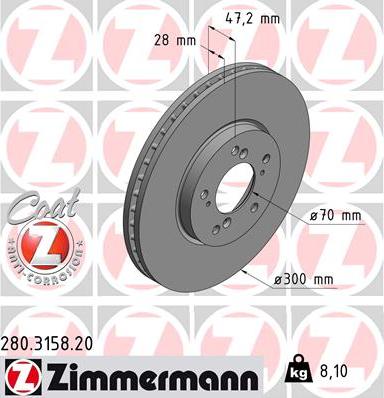 Zimmermann 280.3158.20 - Bremžu diski adetalas.lv