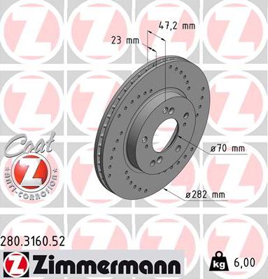 Zimmermann 280.3160.52 - Bremžu diski adetalas.lv