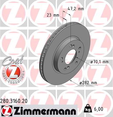 Zimmermann 280.3160.20 - Bremžu diski adetalas.lv