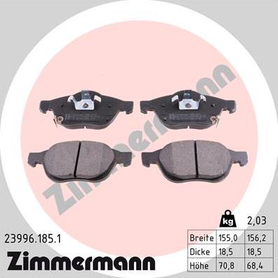 Zimmermann 23996.185.1 - Bremžu uzliku kompl., Disku bremzes adetalas.lv