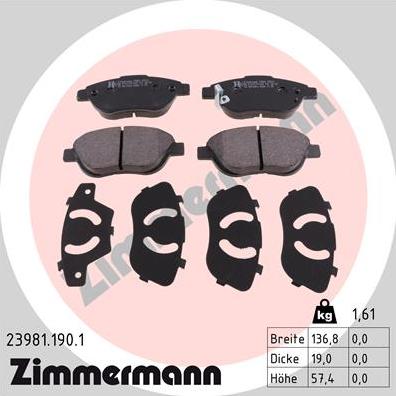 Zimmermann 23981.190.1 - Bremžu uzliku kompl., Disku bremzes adetalas.lv