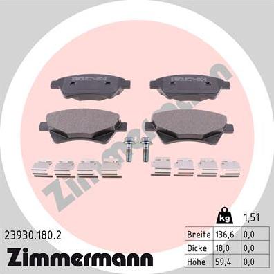 Zimmermann 23930.180.2 - Bremžu uzliku kompl., Disku bremzes adetalas.lv