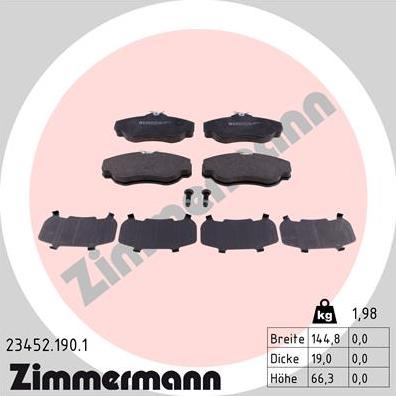 Zimmermann 23452.190.1 - Bremžu uzliku kompl., Disku bremzes adetalas.lv