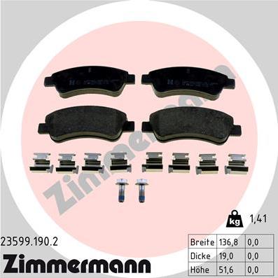 Zimmermann 23599.190.2 - Bremžu uzliku kompl., Disku bremzes adetalas.lv