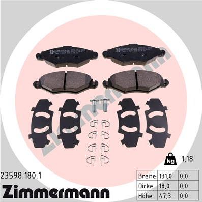 Zimmermann 23598.180.1 - Bremžu uzliku kompl., Disku bremzes adetalas.lv