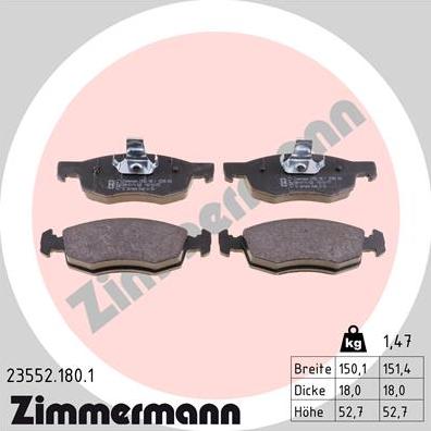 Zimmermann 23552.180.1 - Bremžu uzliku kompl., Disku bremzes adetalas.lv