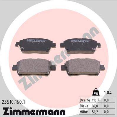 Zimmermann 23510.160.1 - Bremžu uzliku kompl., Disku bremzes adetalas.lv