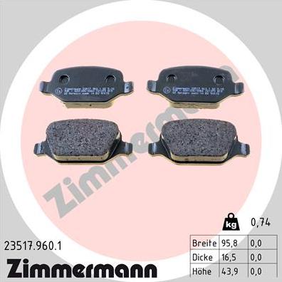 Zimmermann 23517.960.1 - Bremžu uzliku kompl., Disku bremzes adetalas.lv