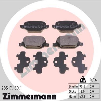 Zimmermann 23517.160.1 - Bremžu uzliku kompl., Disku bremzes adetalas.lv