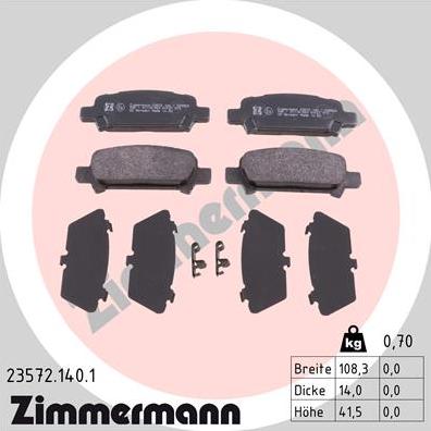 Zimmermann 23572.140.1 - Bremžu uzliku kompl., Disku bremzes adetalas.lv