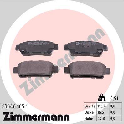 Zimmermann 23646.165.1 - Bremžu uzliku kompl., Disku bremzes adetalas.lv