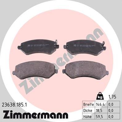 Zimmermann 23638.185.1 - Bremžu uzliku kompl., Disku bremzes adetalas.lv