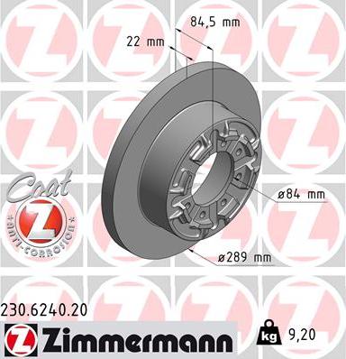 Zimmermann 230.6240.20 - Bremžu diski adetalas.lv