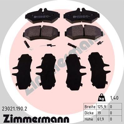 Zimmermann 23021.190.2 - Bremžu uzliku kompl., Disku bremzes adetalas.lv