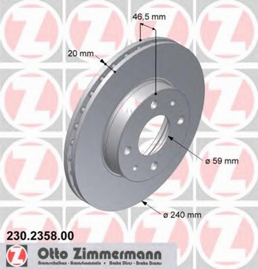 Zimmermann 230235800 - Bremžu diski adetalas.lv